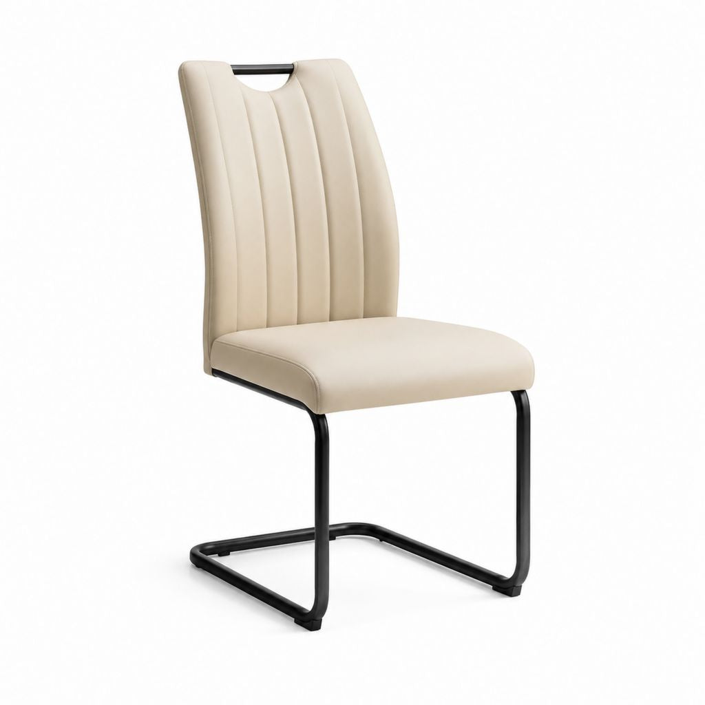 Sedia da pranzo cantilever beige in similpelle PU e acciaio 44 x 58 x 98 cm