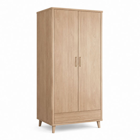 Armadio guardaroba 2 ante rovere naturale in pannello truciolare 90 x 52 x 190 cm