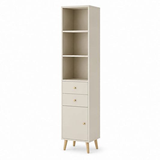 Colonna bagno con ripiani e cassetti beige in MDF 40 x 35 x 180 cm