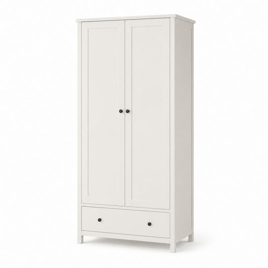 Armadio guardaroba a 2 ante bianco in pannello truciolare nobilitato rettangolare 100 x 52 x 200 cm