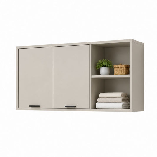 Mobile bagno sospeso tortora in pannello truciolare nobilitato con 2 ante e vano a giorno 80 x 20 x 60 cm