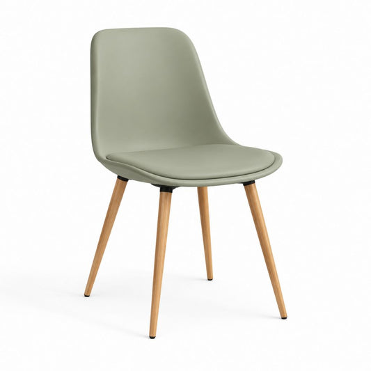 Sedia da pranzo verde salvia in polipropilene e poliuretano con gambe in faggio 48 x 55 x 82 cm