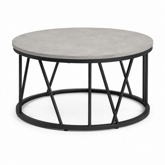 Tavolino da caffè rotondo grigio e nero in MDF e acciaio Ø80 x 45 cm